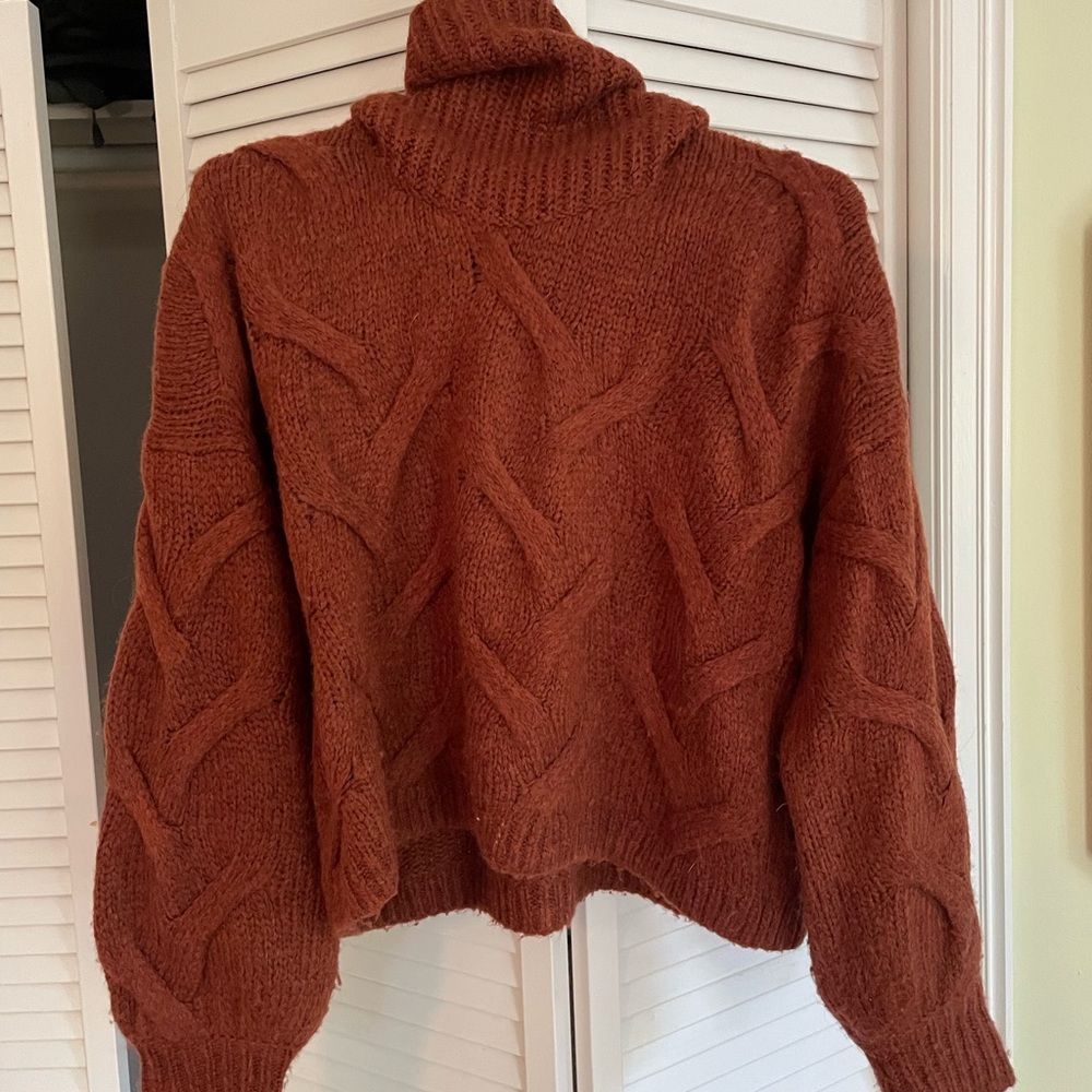 Madewell Chunky Knit Turtleneck Sweater - Rust